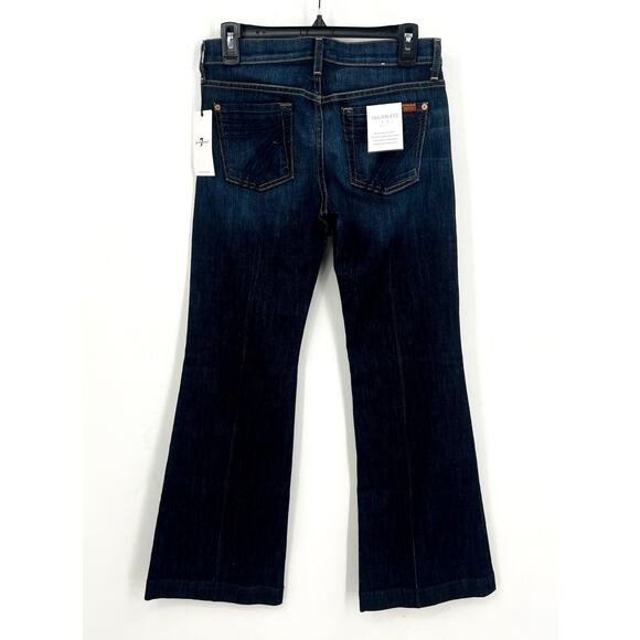 7 FOR ALL MANKIND Womens Tailorless Dojo Flared Jeans Size 27 US 4 Dark Blue NWT - Picture 8 of 14